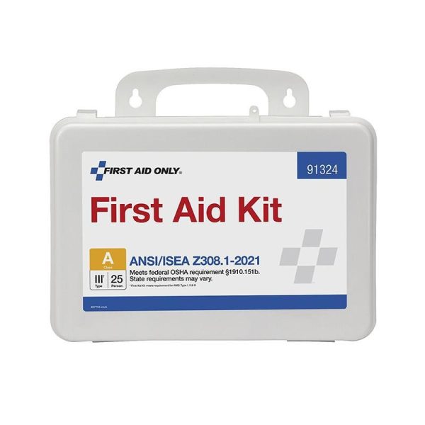 25 person ansi a plastic first aid kit, ansi 2021 compliant