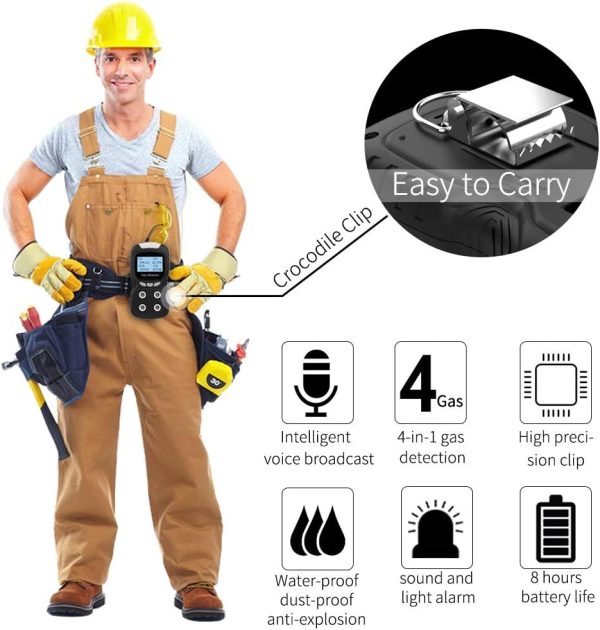 portable gas detector, gas clip 4 gas monitor meter tester analyzer